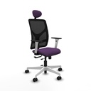Motilla traslack malla negra bali morado brazos blancos base blanca cabecero fijo ruedas 65mm nailon
