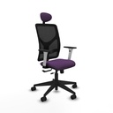 Motilla traslack malla negra bali morado brazos blancos base piramidal cabecero fijo ruedas 65mm nailon