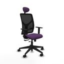 Motilla traslack malla negra bali morado brazos 1D base piramidal cabecero fijo ruedas 65mm nailon
