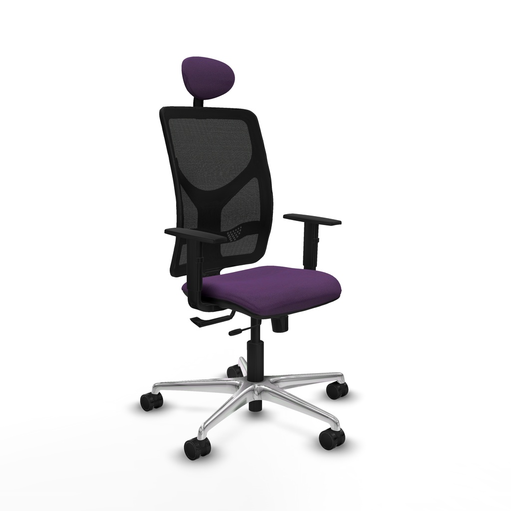 Motilla traslack malla negra bali morado brazos 1D base aluminio cabecero fijo ruedas 65mm nailon