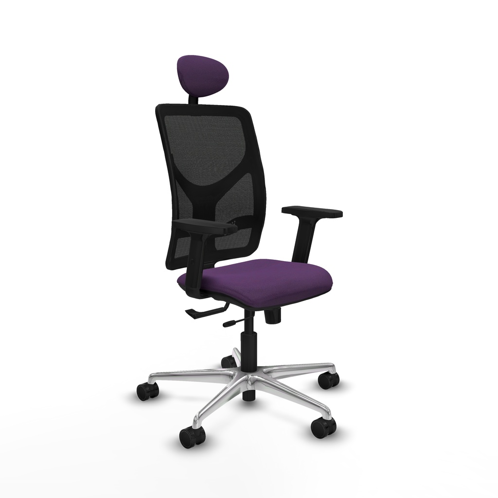 Motilla traslack malla negra bali morado brazos 2D base aluminio cabecero fijo ruedas 65mm nailon