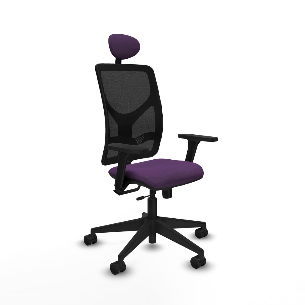 Motilla traslack malla negra bali morado brazos 3D base piramidal cabecero fijo ruedas 65mm nailon