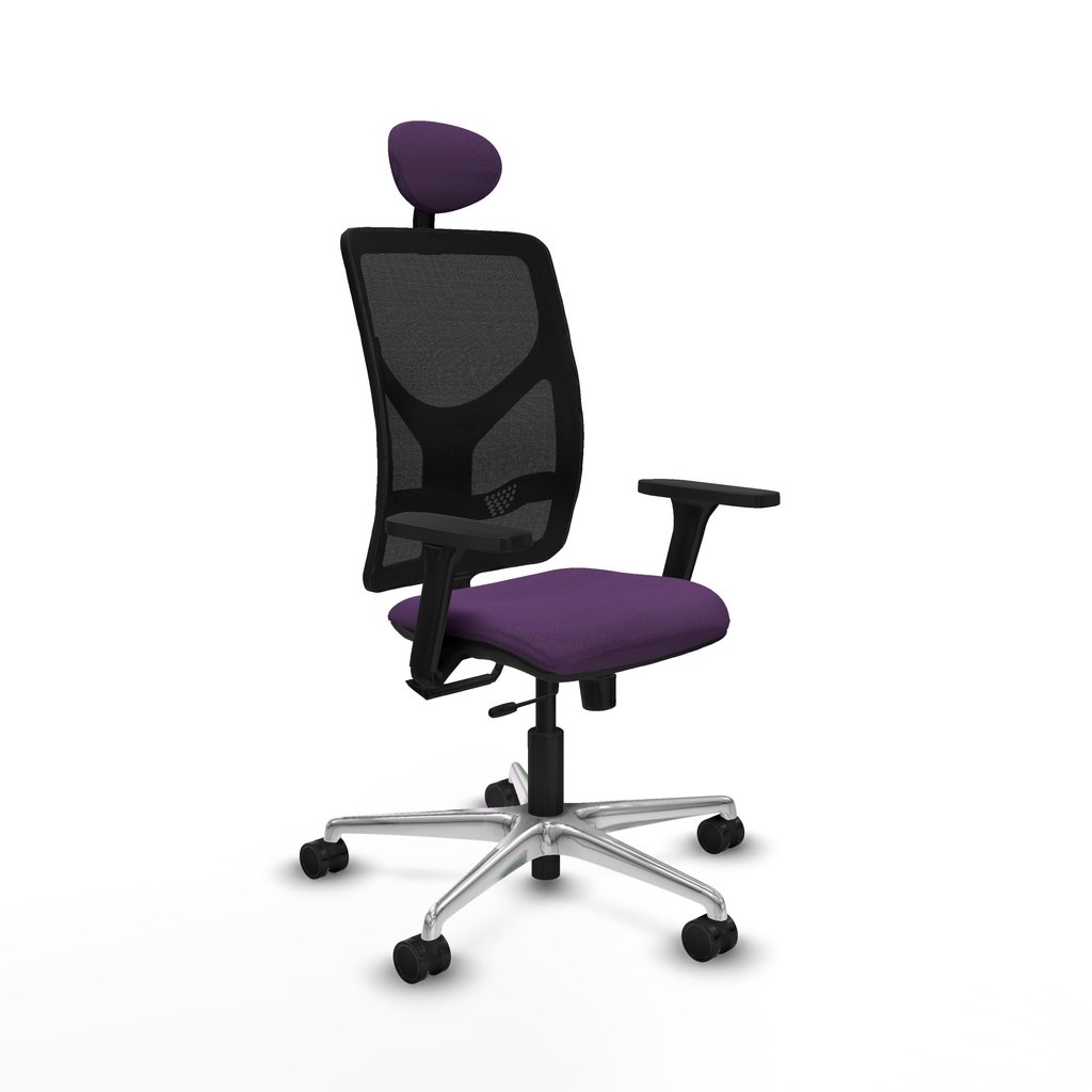Motilla traslack malla negra bali morado brazos 3D base aluminio cabecero fijo ruedas 65mm nailon