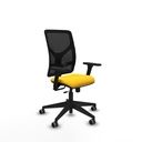 Motilla traslack malla negra similpiel amarillo brazos 3D base piramidal  ruedas 65mm engomadas