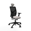 Motilla traslack malla negra similpiel blanco brazos 2D base piramidal cabecero fijo ruedas 65mm nailon