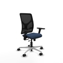 Motilla traslack malla negra similpiel azul marino brazos 3D base aluminio  ruedas 65mm nailon