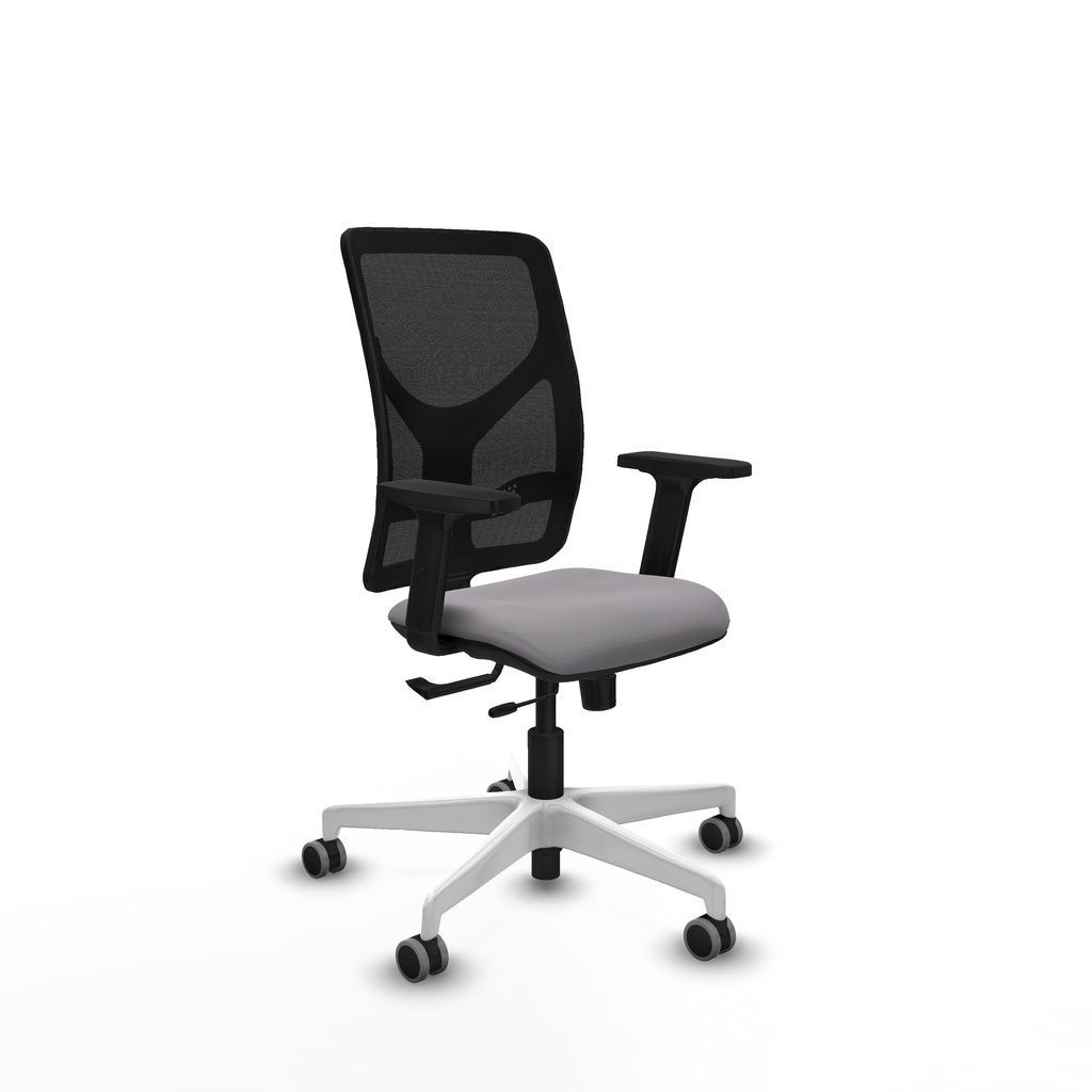 Motilla traslack malla negra similpiel gris brazos 2D base blanca  ruedas 65mm engomadas
