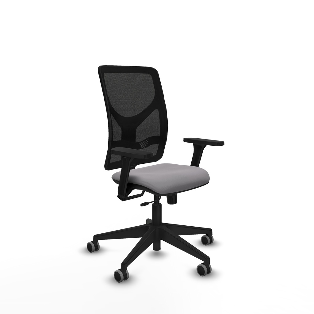 Motilla traslack malla negra similpiel gris brazos 3D base piramidal  ruedas 65mm engomadas