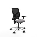 Motilla traslack malla negra similpiel gris brazos 3D base aluminio  ruedas 65mm nailon