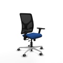 Motilla traslack malla negra similpiel azul brazos 3D base aluminio  ruedas 65mm engomadas