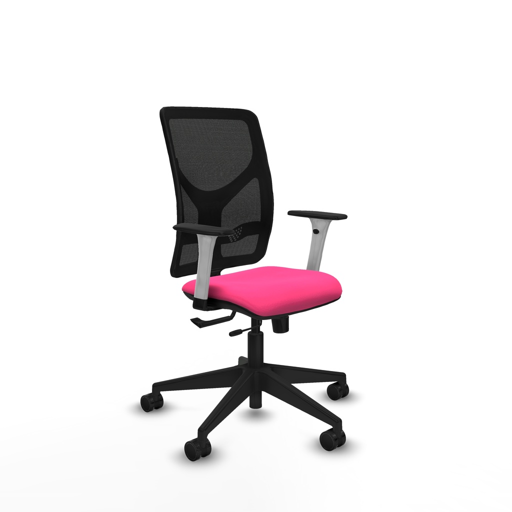 Motilla traslack malla negra similpiel rosa brazos blancos base piramidal  ruedas 65mm nailon