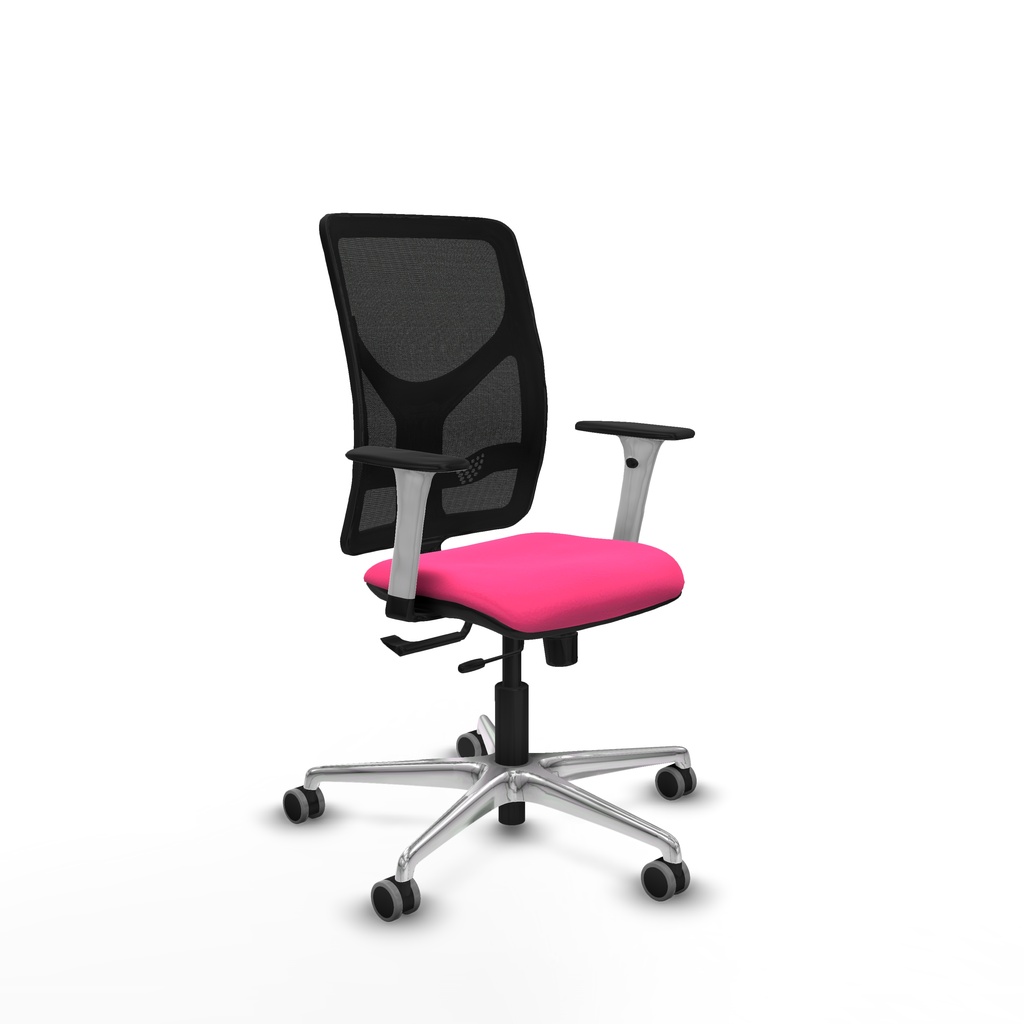 Motilla traslack malla negra similpiel rosa brazos blancos base aluminio  ruedas 65mm engomadas