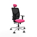 Motilla traslack malla negra similpiel rosa brazos 1D base blanca cabecero fijo ruedas 65mm engomadas