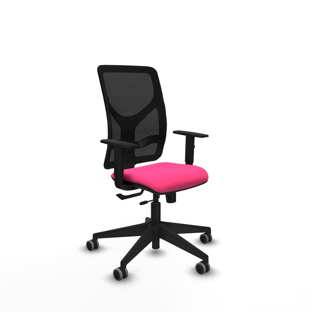 Motilla traslack malla negra similpiel rosa brazos 1D base piramidal  ruedas 65mm engomadas