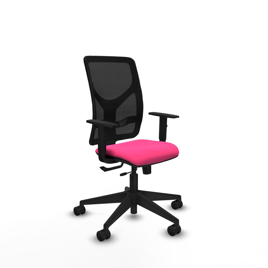 Motilla traslack malla negra similpiel rosa brazos 1D base piramidal  ruedas 65mm nailon