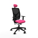 Motilla traslack malla negra similpiel rosa brazos 1D base piramidal cabecero fijo ruedas 65mm nailon