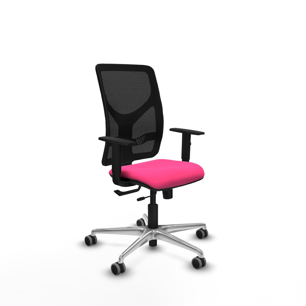 Motilla traslack malla negra similpiel rosa brazos 1D base aluminio  ruedas 65mm engomadas