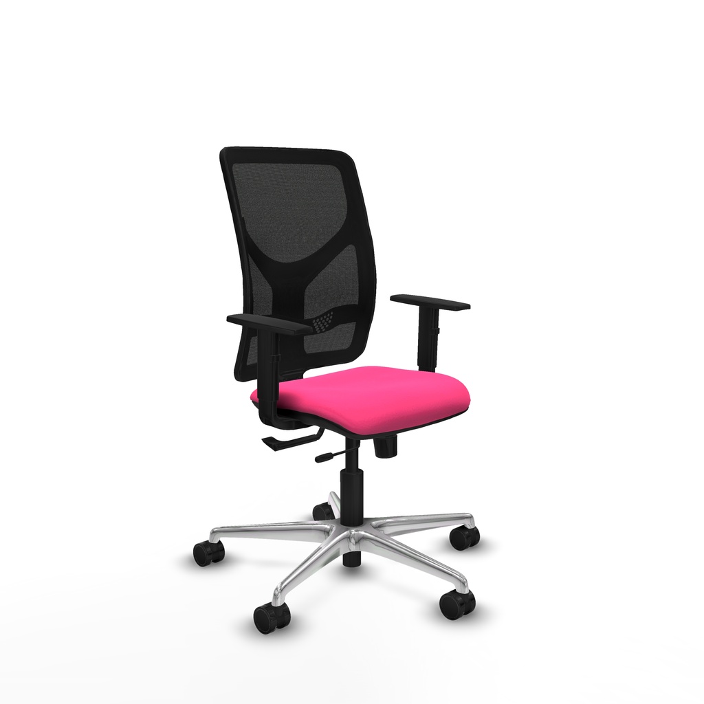 Motilla traslack malla negra similpiel rosa brazos 1D base aluminio  ruedas 65mm nailon