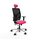 Motilla traslack malla negra similpiel rosa brazos 1D base aluminio cabecero fijo ruedas 65mm nailon