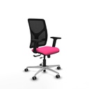 Motilla traslack malla negra similpiel rosa brazos 2D base aluminio  ruedas 65mm engomadas
