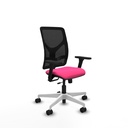 Motilla traslack malla negra similpiel rosa brazos 3D base blanca  ruedas 65mm nailon
