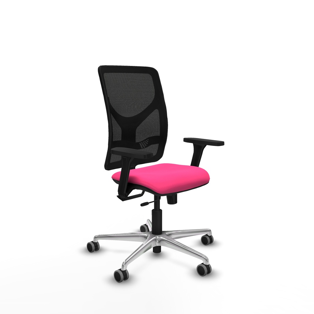 Motilla traslack malla negra similpiel rosa brazos 3D base aluminio  ruedas 65mm engomadas
