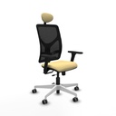 Motilla traslack malla negra similpiel crema brazos 3D base blanca cabecero fijo ruedas 65mm engomadas
