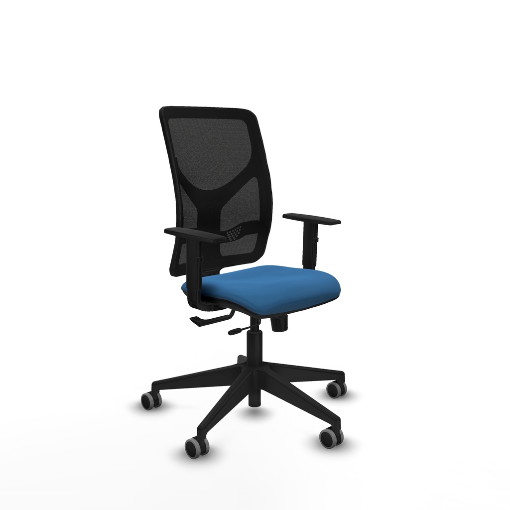 Motilla traslack malla negra similpiel azul claro brazos 1D base piramidal  ruedas 65mm engomadas
