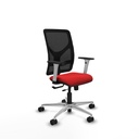 Motilla traslack malla negra similpiel rojo brazos blancos base aluminio  ruedas 65mm nailon