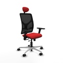 Motilla traslack malla negra similpiel rojo brazos 3D base aluminio cabecero fijo ruedas 65mm nailon