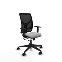 Motilla traslack malla negra similpiel gris claro brazos 1D base piramidal  ruedas 65mm nailon