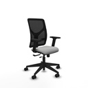 Motilla traslack malla negra similpiel gris claro brazos 2D base piramidal  ruedas 65mm nailon