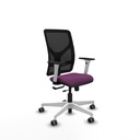 Motilla traslack malla negra similpiel morado brazos blancos base blanca  ruedas 65mm engomadas
