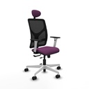 Motilla traslack malla negra similpiel morado brazos blancos base blanca cabecero fijo ruedas 65mm nailon