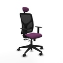 Motilla traslack malla negra similpiel morado brazos 1D base piramidal cabecero fijo ruedas 65mm nailon