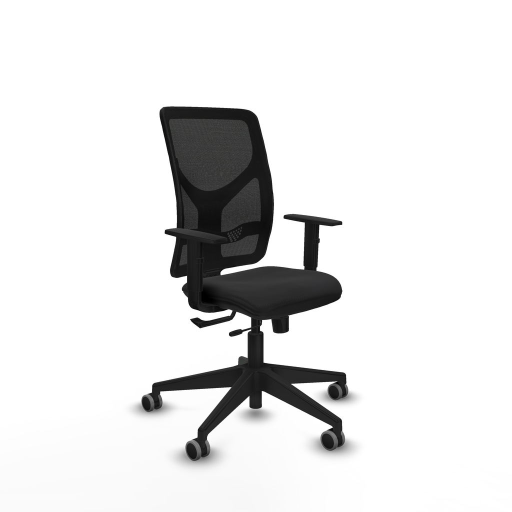 Motilla traslack malla negra similpiel negro brazos 1D base piramidal  ruedas 65mm engomadas