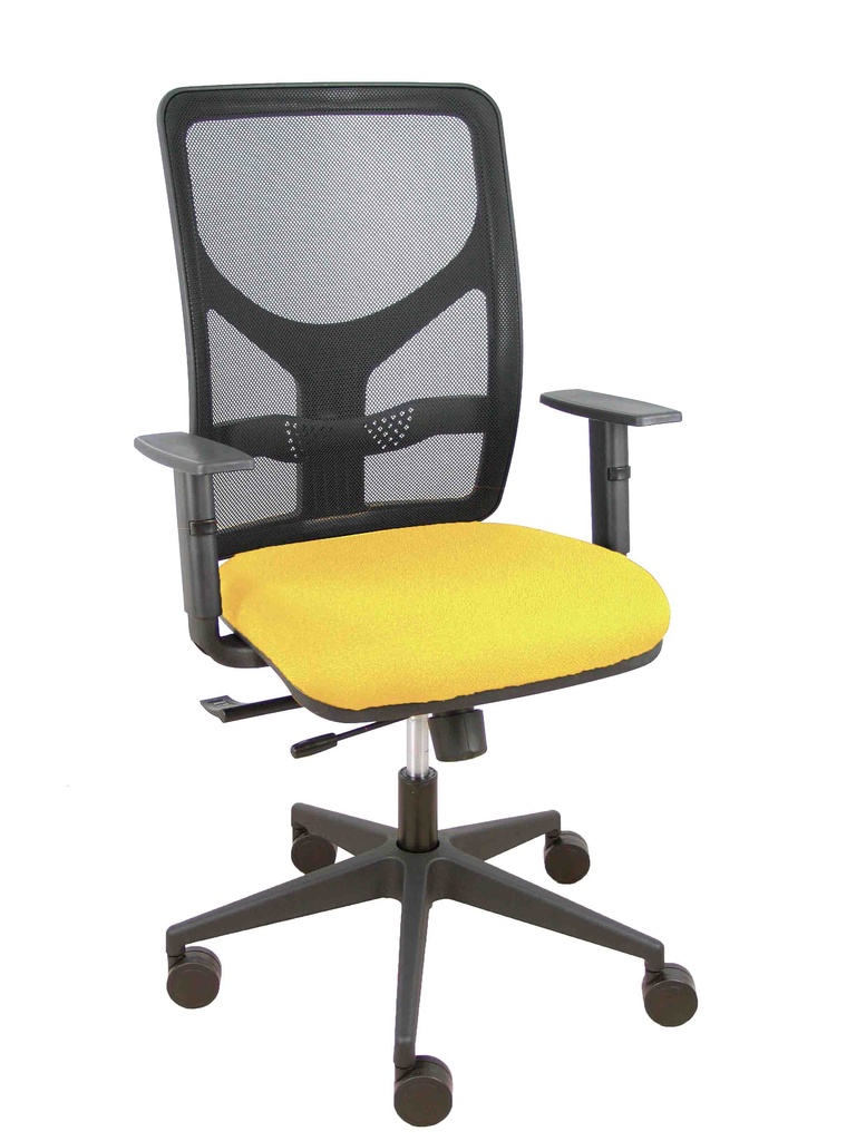 Silla Motilla traslack malla negra asiento bali amarillo brazo regulable