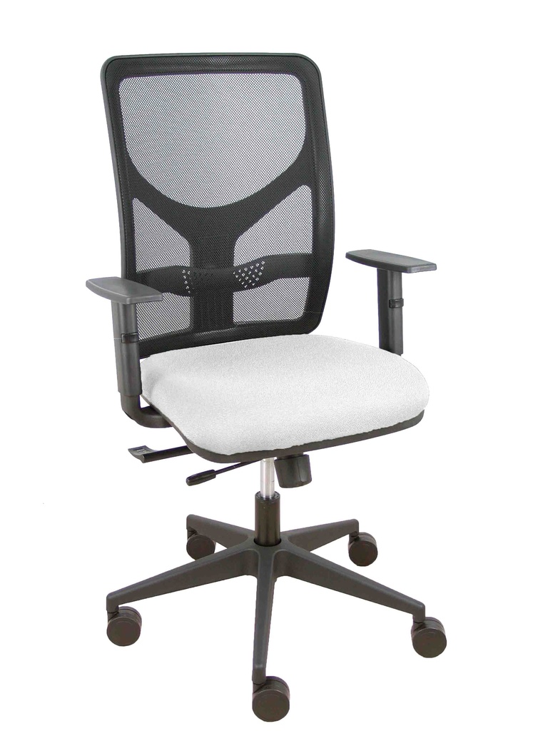Silla Motilla traslack malla negra asiento bali blanco brazo regulable
