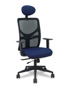 Silla Motilla traslack malla negra asiento bali azul marino brazos 1D base piramidal cabecero fijo