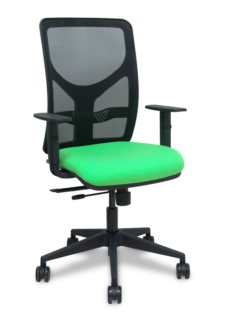 Silla Motilla traslack malla negra asiento bali pistacho brazo regulable