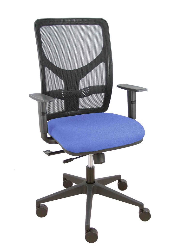 Silla Motilla traslack malla negra asiento bali azul claro brazo regulable
