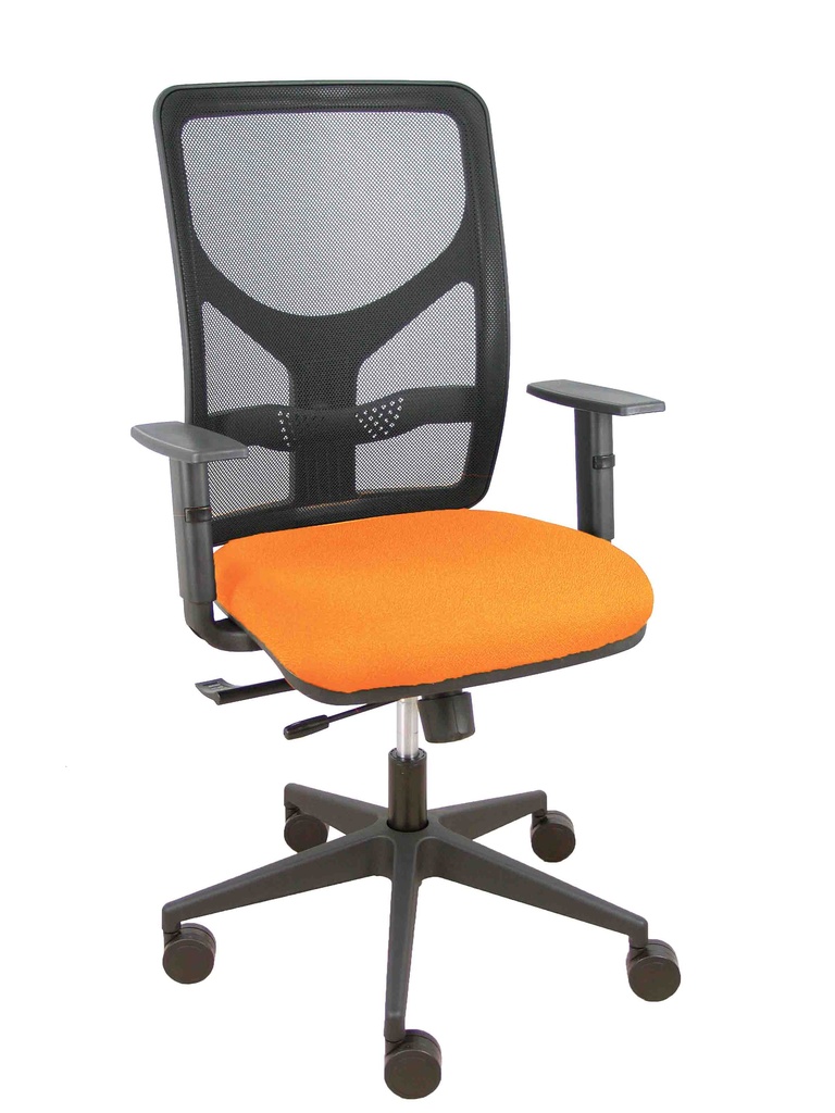 Silla Motilla traslack malla negra asiento bali naranja brazo regulable