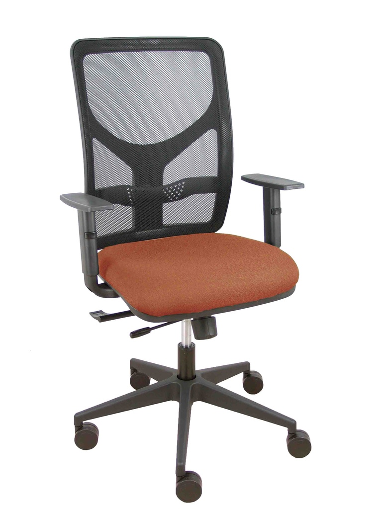 Silla Motilla traslack malla negra asiento bali marrón brazo regulable