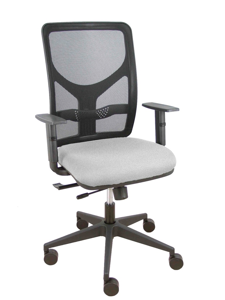 Silla Motilla traslack malla negra asiento bali gris claro brazo regulable