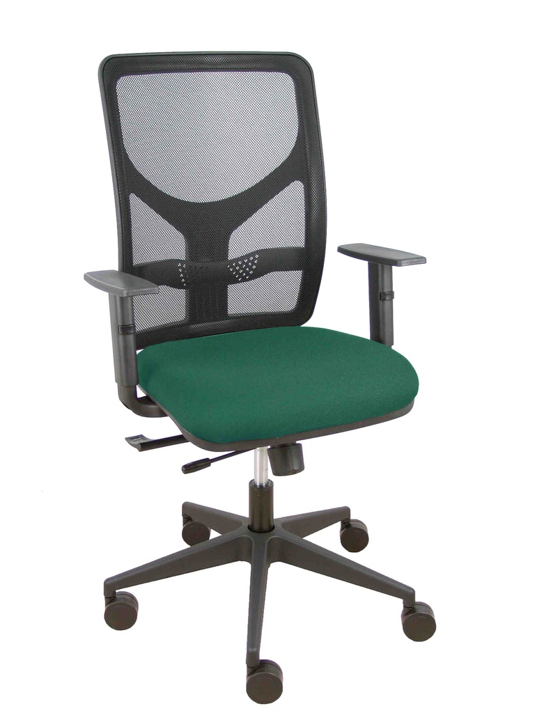 Silla Motilla traslack malla negra asiento bali verde botella brazo regulable