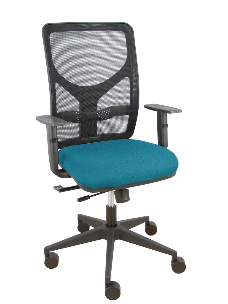 Silla Motilla traslack malla negra asiento bali verde petróleo brazo regulable