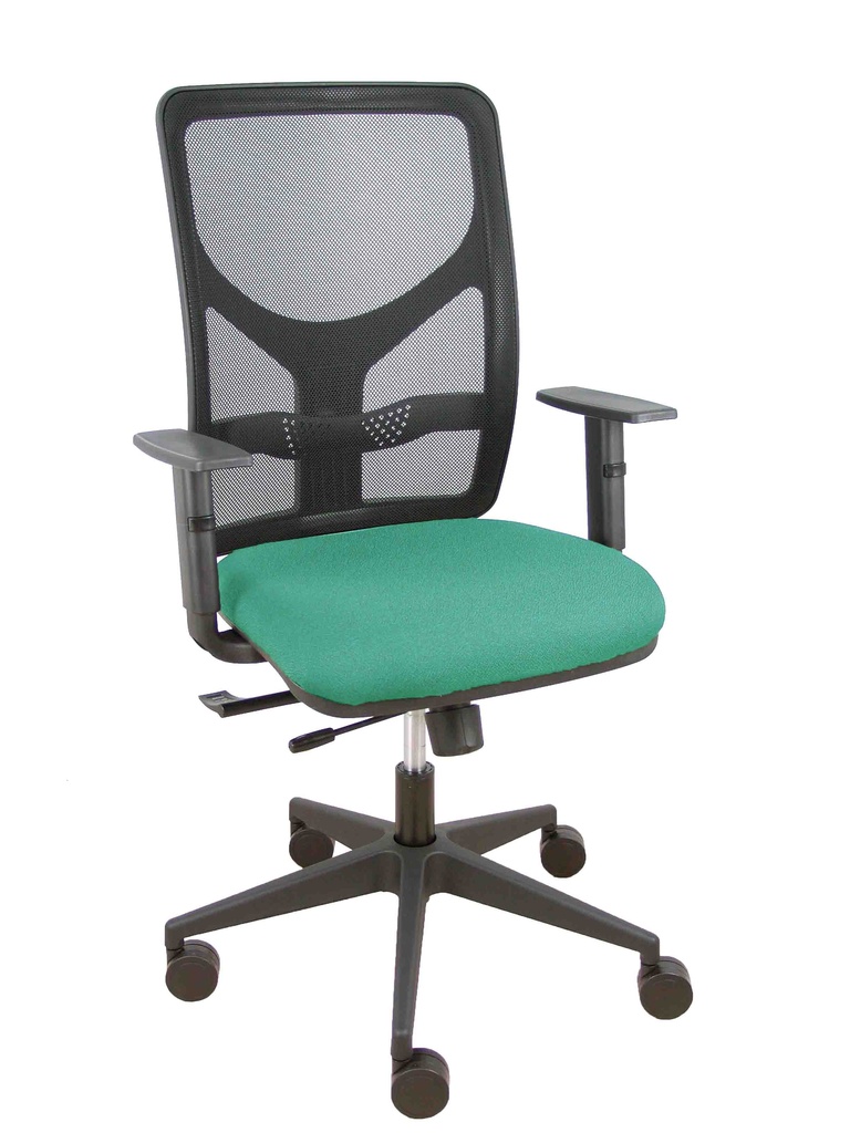 Silla Motilla traslack malla negra asiento bali verde esmeralda brazo regulable