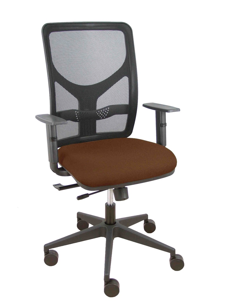Silla Motilla traslack malla negra asiento bali marrón oscuro brazo regulable