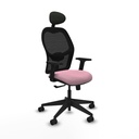 Alocén sincro malla negra bali rosa brazos 2D base piramidal cabecero fijo ruedas nailon 65mm