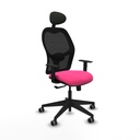 Alocén sincro malla negra similpiel rosa brazos 1D base piramidal cabecero fijo ruedas engomadas 65mm